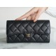 샤넬 Chanel Classic Long Flap Wallet Black gold 19.5cm