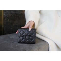 샤넬 Chanel Classic Small Flap Wallet Black silver  11.5cm