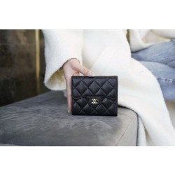 샤넬 Chanel Classic Small Flap Wallet Black gold 11.5cm