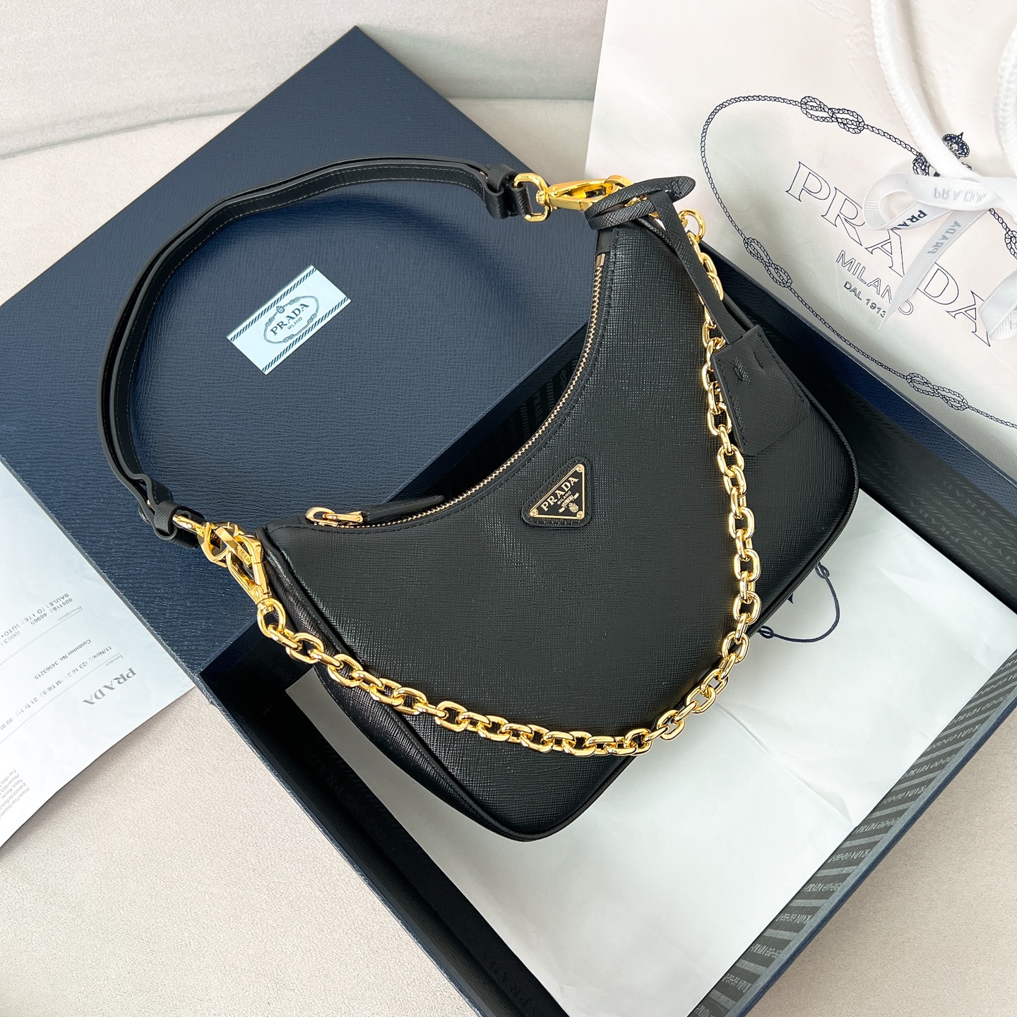 프라다 Prada 1BC204 리에디션 가죽 미니백 22cm