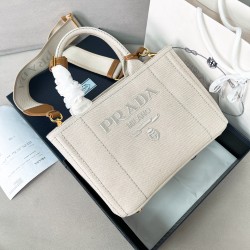 프라다 Prada 1BG464 스몰 코튼 캔버스 핸드백 26cm