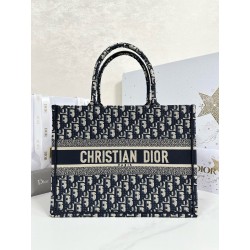 디올 Dior Medium Dior Book Tote Oblique Jacquard Blue 36.5cm