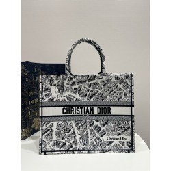 디올 Dior Large Dior Book Tote Black and White 41.5cm