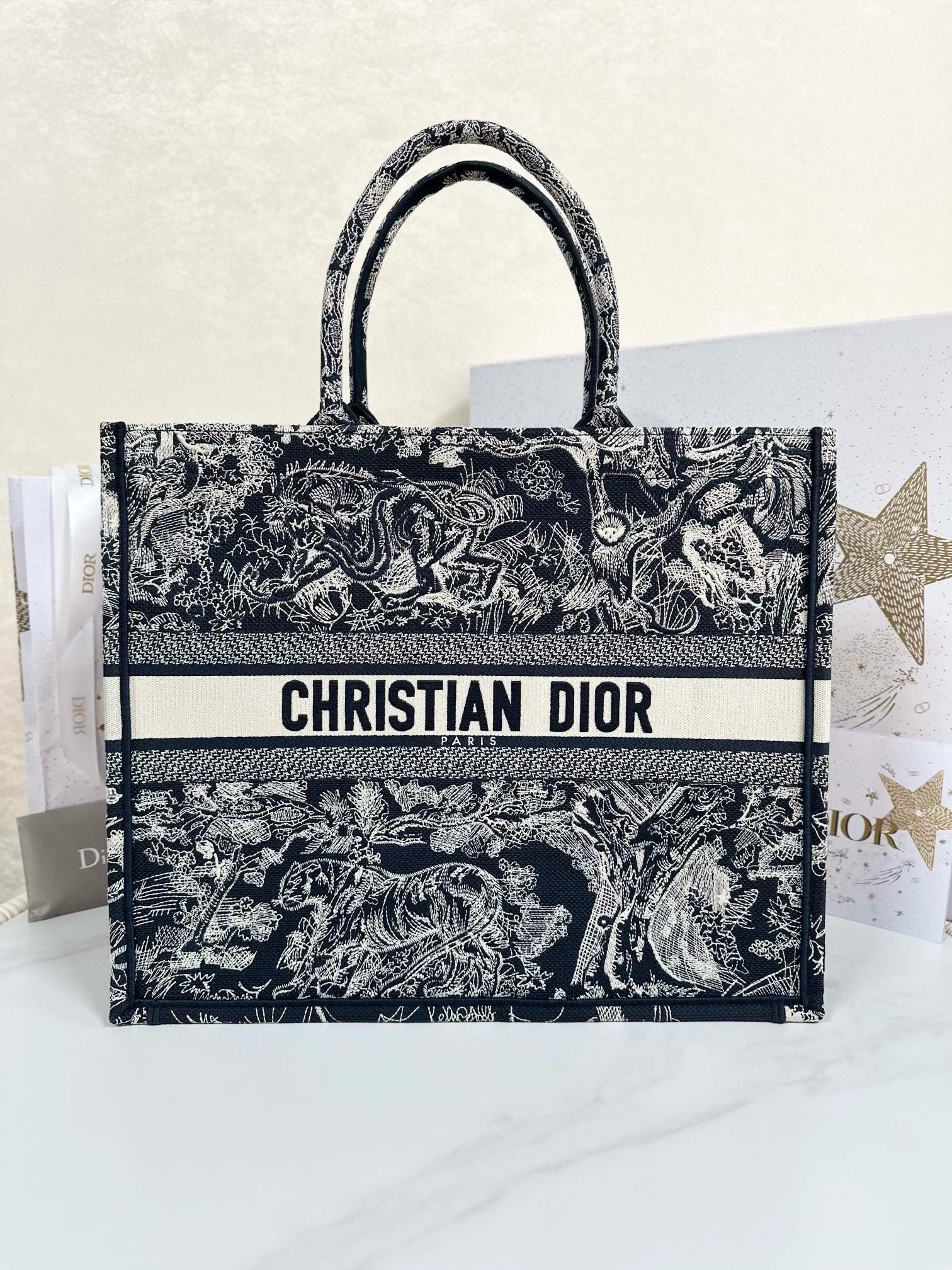 디올 Dior Large Dior Book Tote Blue Reverse 41.5cm