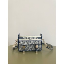 디올 Dior Small Diorcamp Bag Oblique Jacquard Light Blue 23cm