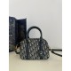 디올 Dior Medium D-Vibe Bowling Bag Oblique Jacquard Blue 25cm
