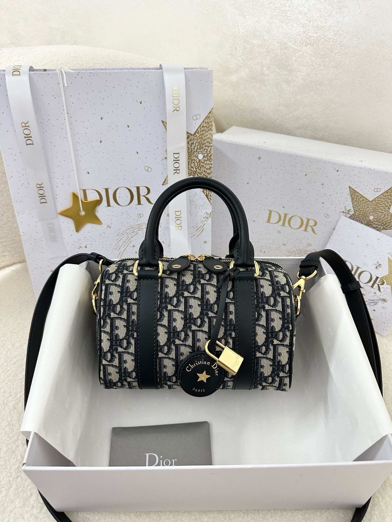 디올 Dior Groove 20 Bag Oblique Jacquard Blue 20.5cm