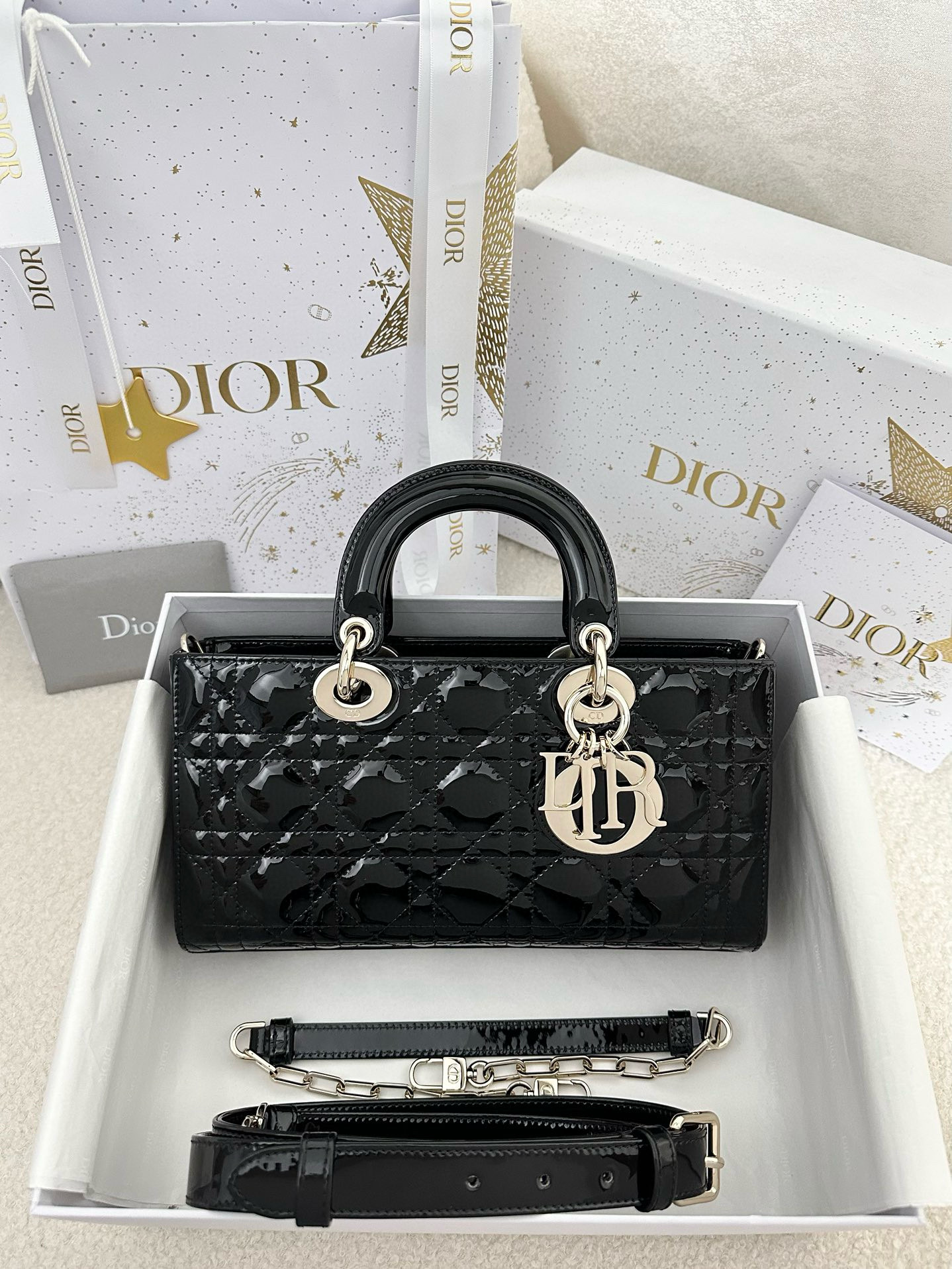 디올 Dior Medium Lady D-Joy Bag Black 26cm