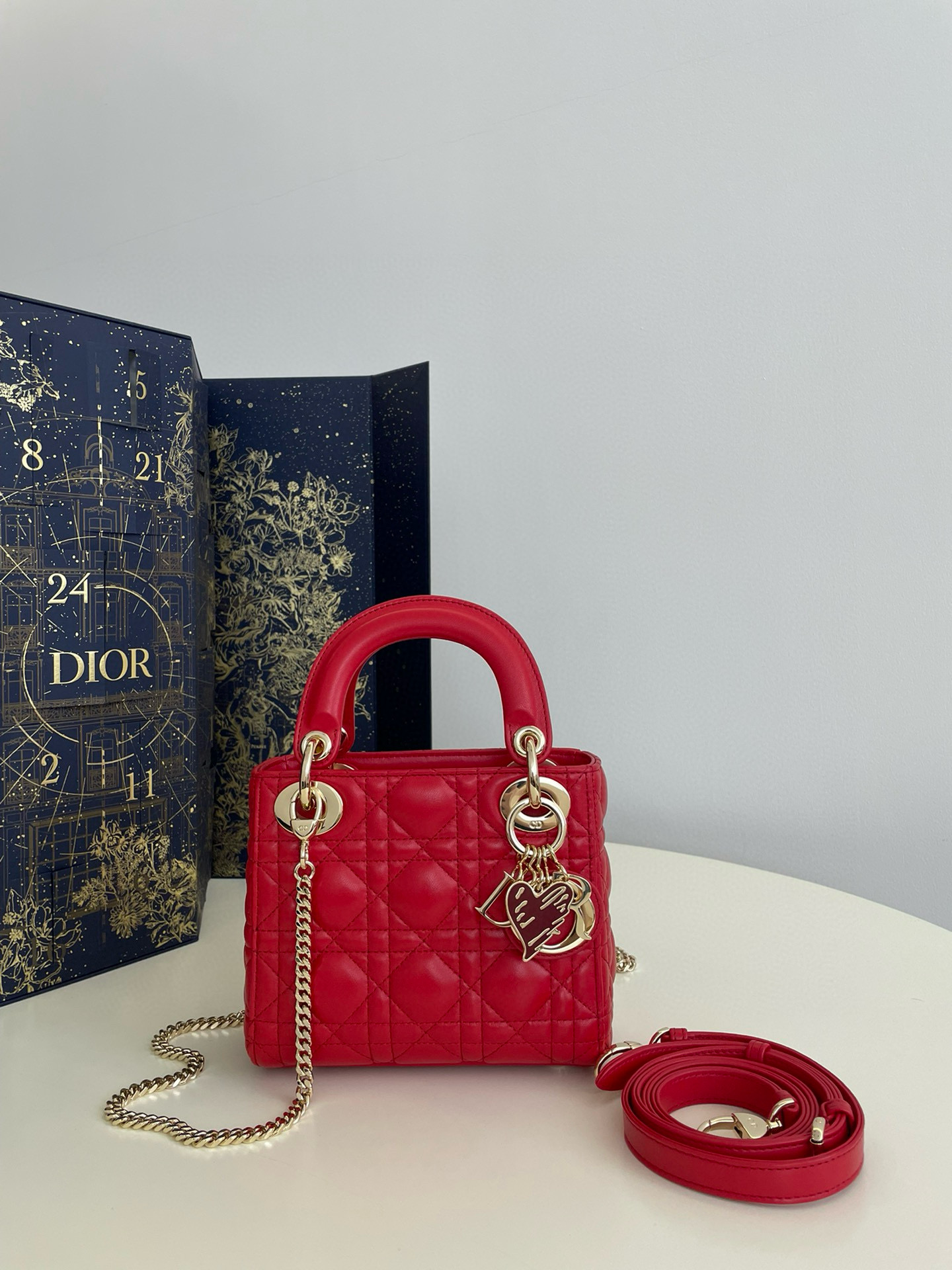 디올 Dior Mini Lady Dior Bag Red 17cm