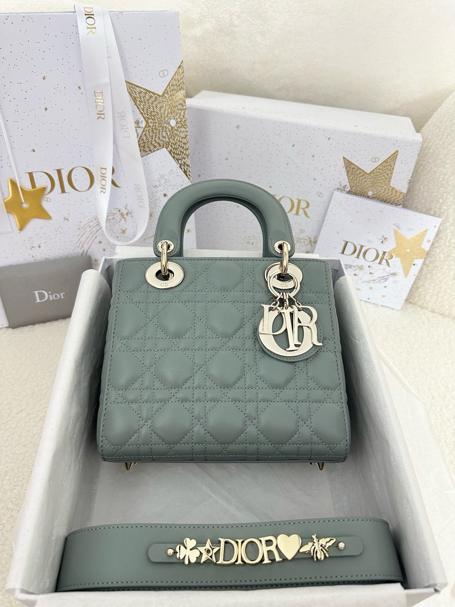 디올 Dior Small Lady Dior My ABCDior Bag grey 20cm