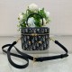 디올 Dior C-D Signature Vanity Bag Oblique Jacquard Blue 16cm