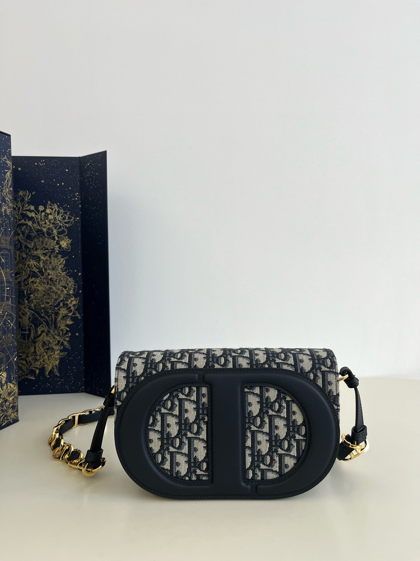 디올 Dior Signature Bag Oblique Jacquard Blue 21cm