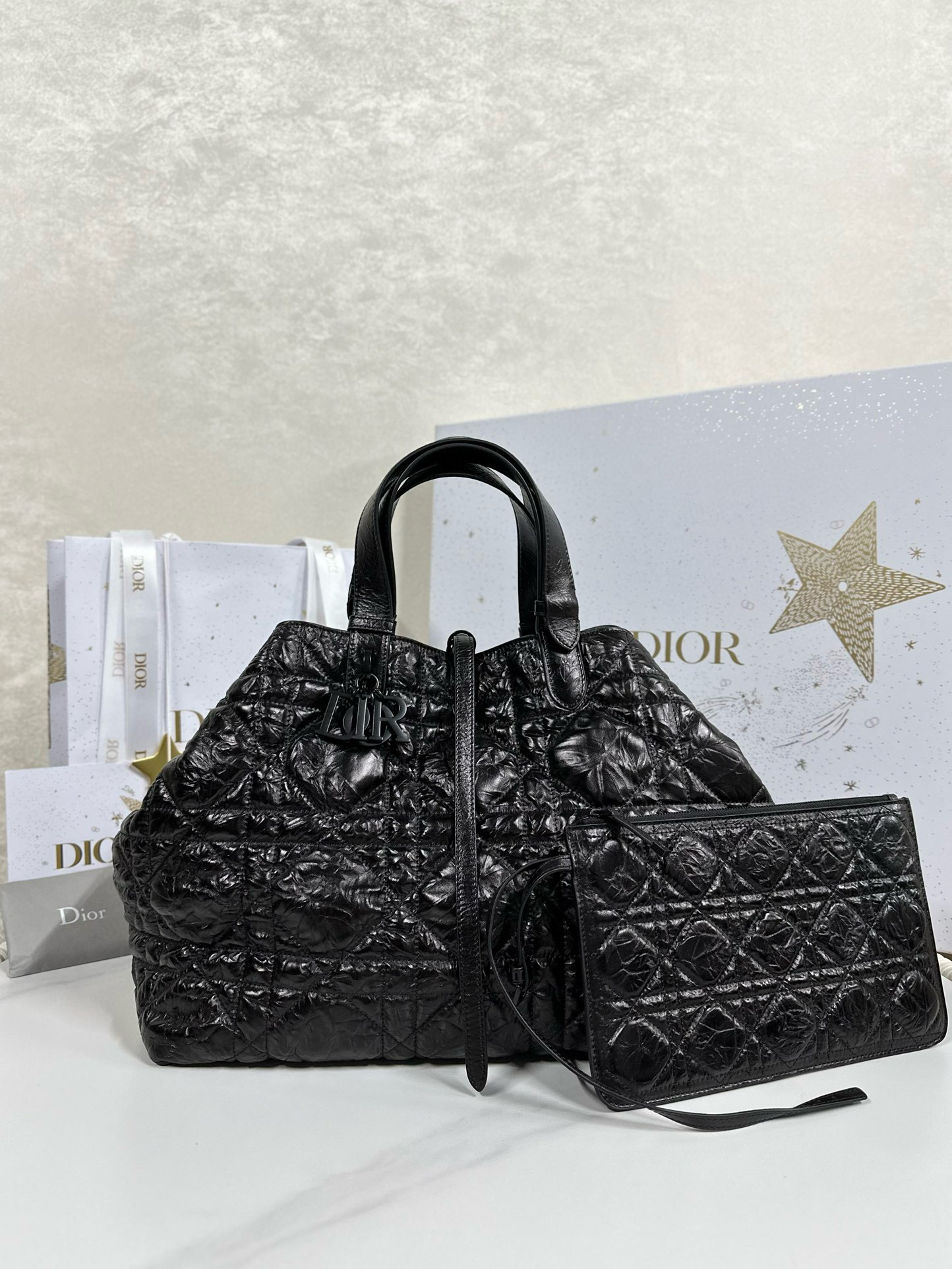 디올 Dior Large Dior Toujours Bag Black 37cm