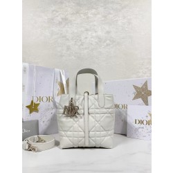 디올 Dior Small Dior Toujours Vertical Tote Bag White 16cm