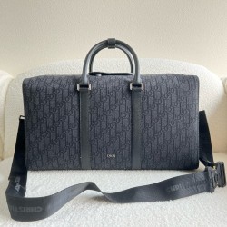 디올 Dior Lingot 50 Bag Black Oblique Jacquard 50cm