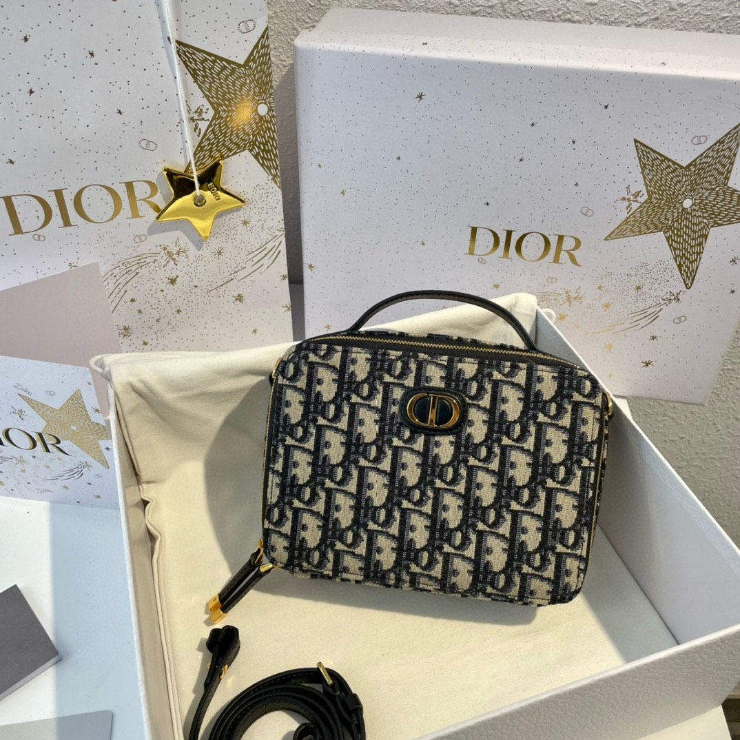 디올 Dior Camera bag Oblique Jacquard Blue 19cm
