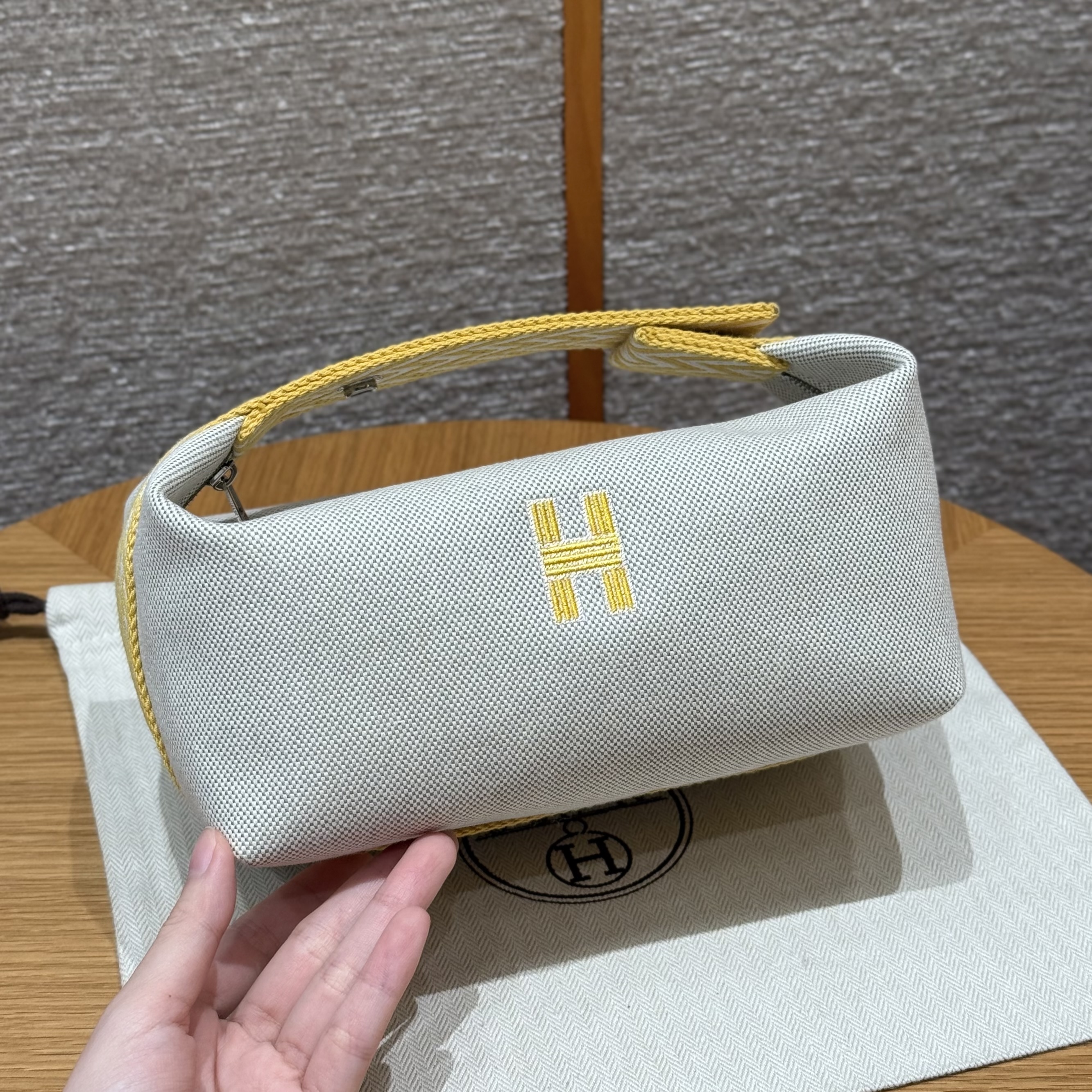 에르메스 Hermes Bride-a-Brac 21cm all- cotton 9R Lime/silver