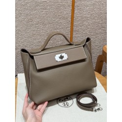 에르메스 Hermes Kelly 2424 29cm evercolor 18 Etoupe/silver