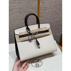 에르메스 Hermes Birkin 25cm Epsom 10 Craie and 89 Noir/silver