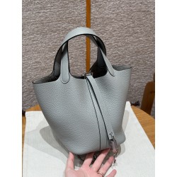 에르메스 Hermes Picotin lock 18cm clemence 4Z Gris Mouette/sliver