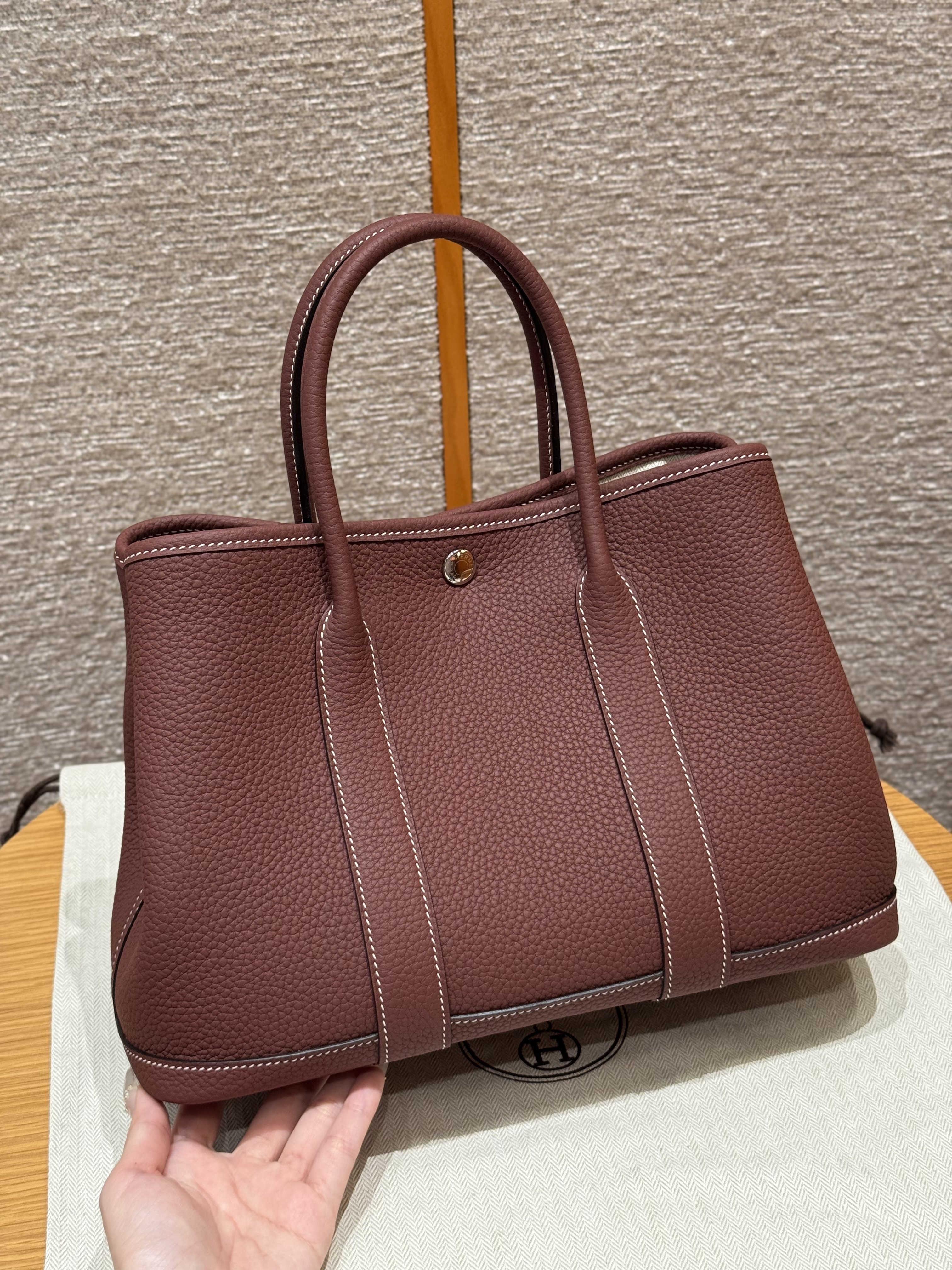 에르메스 Hermes Garden party 30cm Negonda 55 Rouge H/silver
