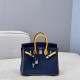 에르메스 Hermes Brikin 25cm Germany Leather 7U Blue navy and 9D Jaune ambre/silver