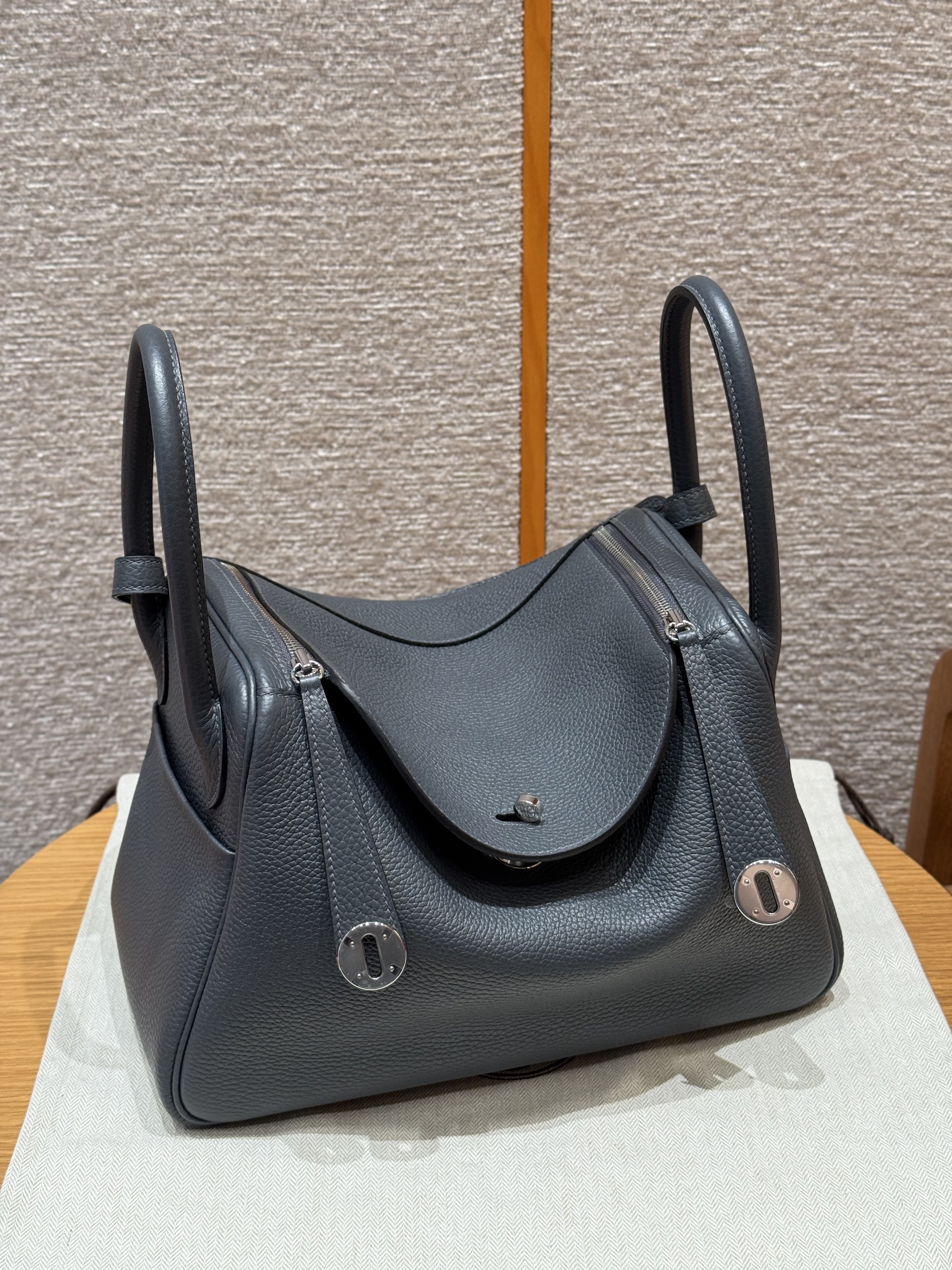 에르메스 Hermes Lindy 30cm Clemence 85 Ardoise silver