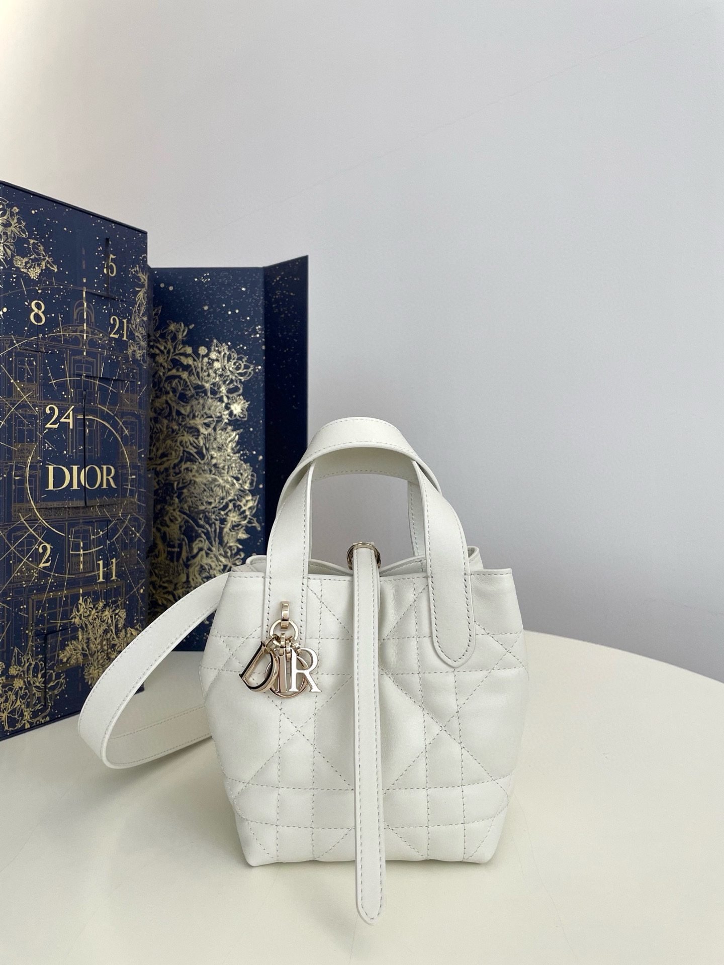 디올 Dior Toujours Vertical Nano Tote Bag White 13cm
