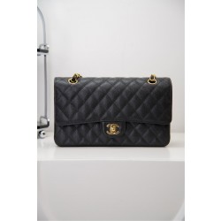 샤넬 Chanel Medium Classic Flap Bag A01112 Black gold 25cm