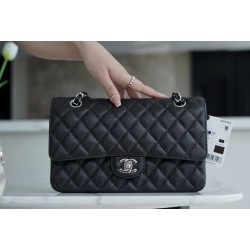 샤넬 Chanel Medium Classic Flap Bag A01112 Black silver 25cm
