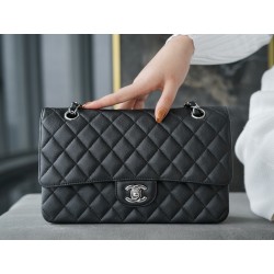 샤넬 Chanel Medium Classic Flap Bag A01112 Black silver 25cm