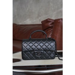 샤넬 Chanel 24A Mini Flap Bag with Top Handle AS2431 So Black 20cm
