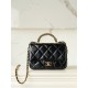 샤넬 Chanel 24b Flap Bag with Top Handle AS5032 Black 19cm