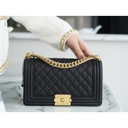 샤넬 Chanel Medium Leboy Bag A67086 Black gold 25cm