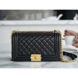 샤넬 Chanel Medium Leboy Bag A67086 Black gold 25cm