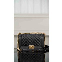 샤넬 Chanel Medium Leboy Bag A67086 Black gold 25cm