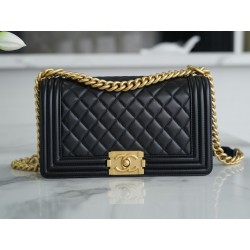 샤넬 Chanel Medium Leboy Bag A67086 Black gold 25cm
