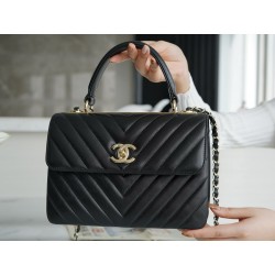 샤넬 Chanel Trendy CC Flap Bag with Top Handle A92236 Black 25cm