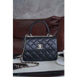 샤넬 Chanel 24C Mini Trendy CC Flap Bag with Top Handle AS4654 Black 19.5cm