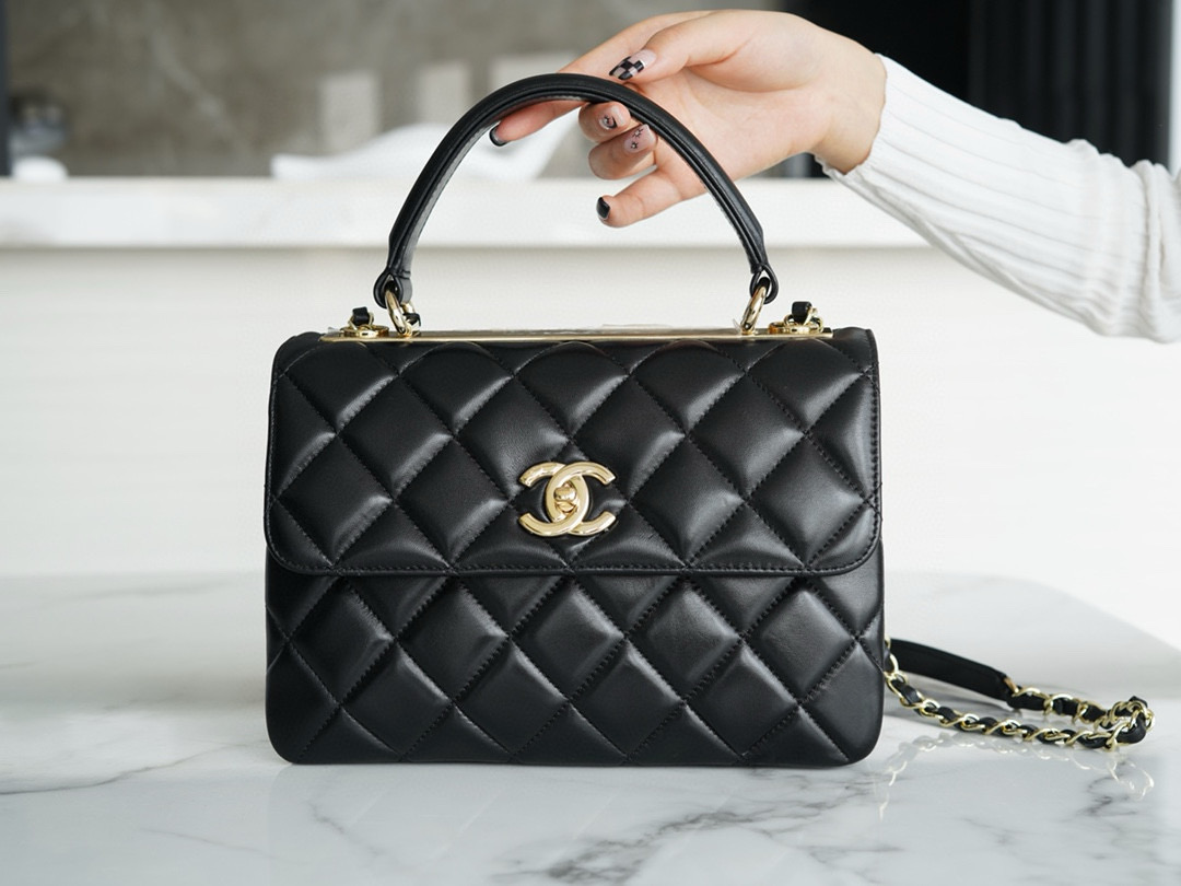 샤넬 Chanel Trendy CC Flap Bag with Top Handle A92236 Black 25cm