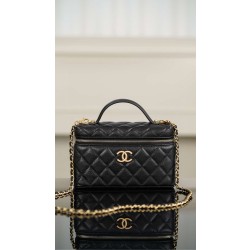 샤넬 Chanel 25c LP Long Vanity with chain A2505 Black gold 17cm