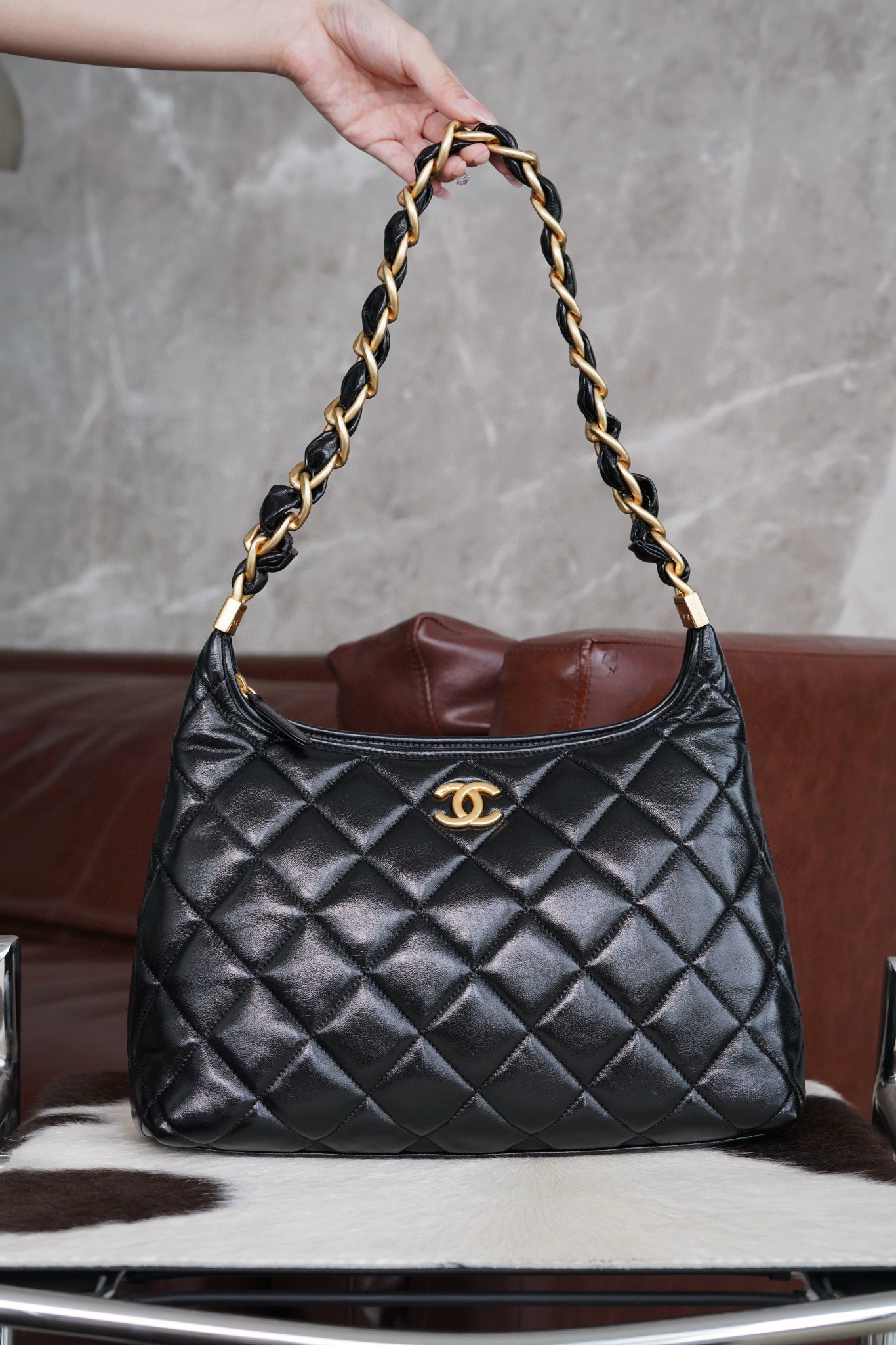 샤넬 Chanel 24A Large Hobo Handbag Black 32cm