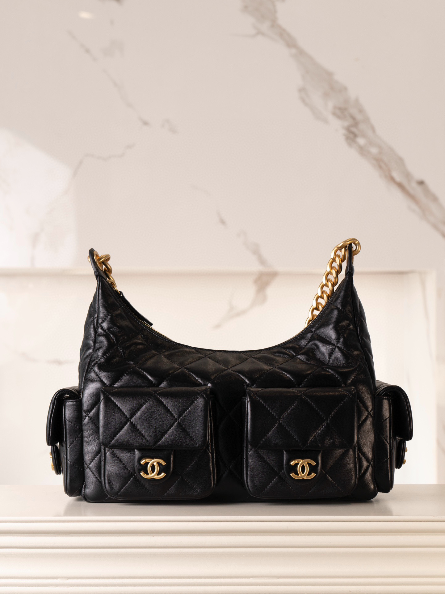 샤넬 Chanel 25c Large Hobo Handbag Black 35cm