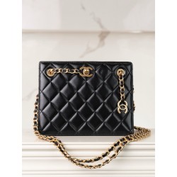 샤넬 Chanel 24k Clutch with Chain Black 16cm