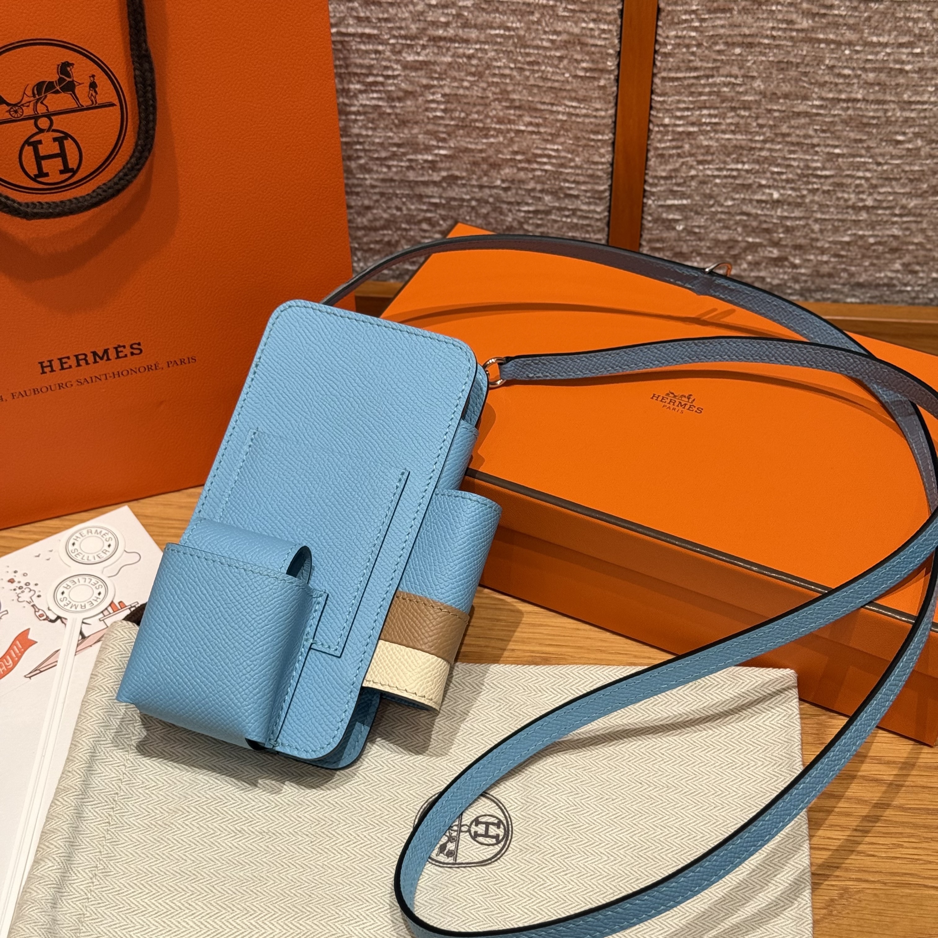 에르메스 Hermes Hermesway Epsom 7N Celeste 0M Marsala chai i2 Nata/silver