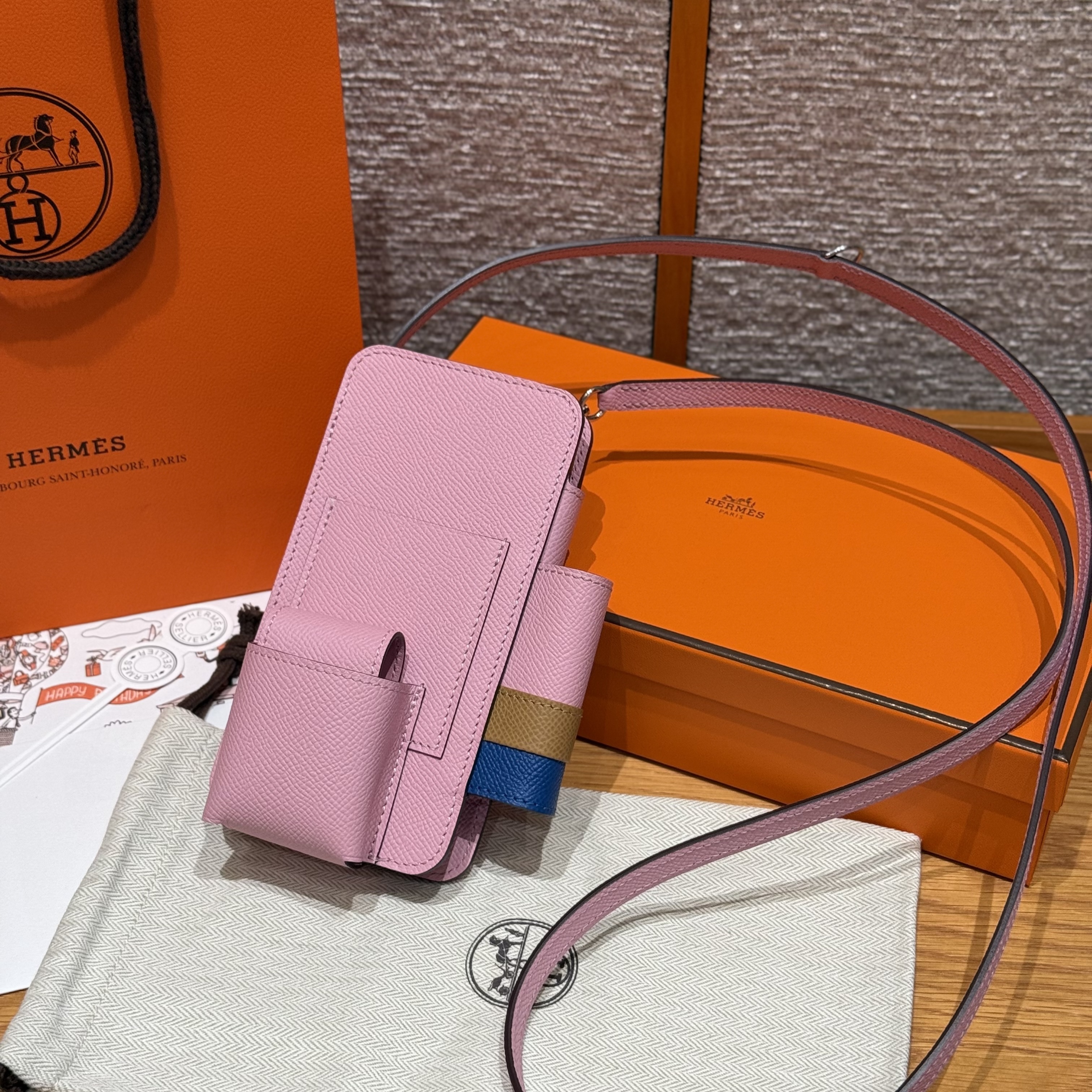 에르메스 Hermes Hermesway Epsom X9 Mauve 4B Biscuit 71 Blue France/silver