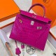 에르메스 Hermes Kelly 25cm France Hcp Alligator crocodile J5 Rose Scheherazade/silver