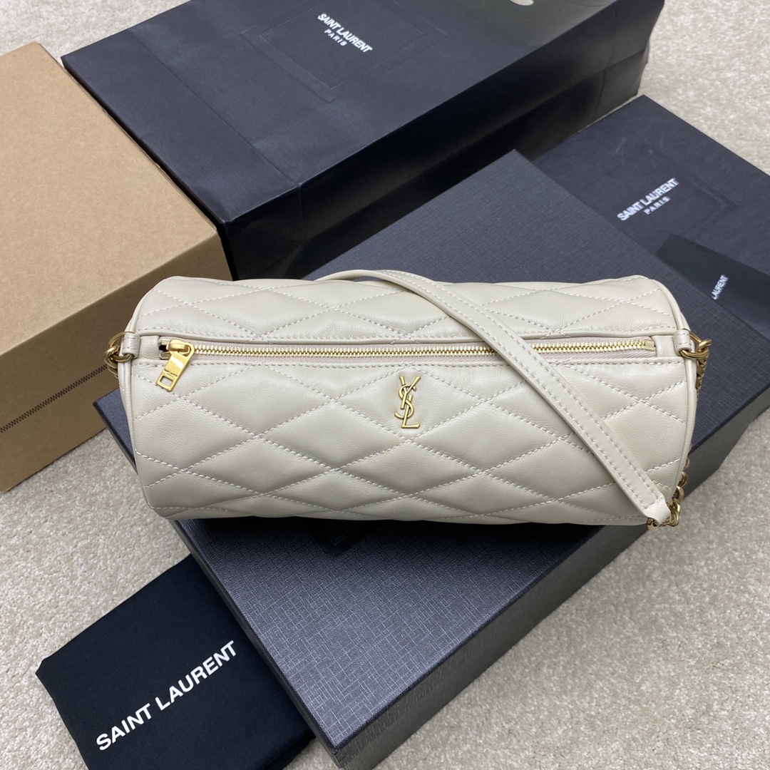 생로랑 Saint laurent/YSL 712706 Sade Small Tube Bag in Quilted Lambskin Blanc Vintage 24CM
