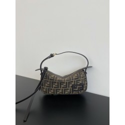 펜디 FENDI 8BS097 Simply Jacquard Fabric Bag Mini Brown 22cm