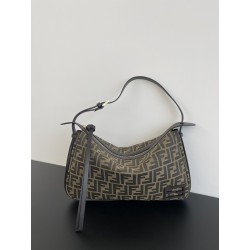 펜디 FENDI 8BR829 Simply Jacquard Fabric Bag Medium Brown 34.5cm